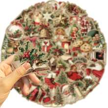 50pcs Vintage DIY Christmas Doodle Stickers, Party Decorations For Guitar, Notebook, Luggage, Waterproof UV Coated Colorful Paper Sheets (Meet EU Standards), Food Packaging Tapes & Stickers & Labels Christmas Christmas Decorations Christmas Pajamas Christmas Gifts Christmas Decor