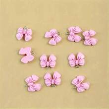 10/20pcs Imitation Fabric Bow Pendant Earrings Chain Ornament Cute Pink Color Bowknot Charm DIY Resin Jewelry Accessories