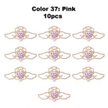 10pcs Mixed Color Baroque Style Alloy Vintage Hollow Out Heart & Wing Shaped Faux Pearl Pendant, Diy Jewelry Making Supplies, For Bracelets, Necklaces, Earrings, Hair Accessories, Wedding Dress, Shoes, Clothes, Collars, Curtains Decoration. 41*20mm Valentines