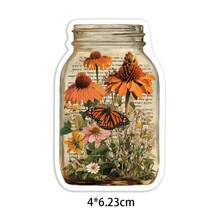 SCXXBSW 50pcs Vintage Floral Jar Stickers DIY Decoration Luggage Guitar Notebook Phone Case Creative Fun Cartoon Waterproof Stickers - Multicolor - View 3