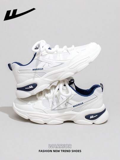  1 双 WARRIOR 女式厚底系带软底休闲鞋，低帮户外平底鞋，圆头低跟防滑纯色优雅软底登山鞋，适合学生，毕业照，平底鞋，低帮皮面运动滑板鞋