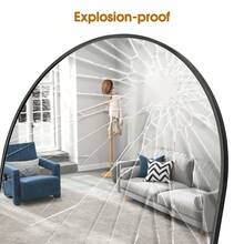 Sour Lemon Modern Curved Mirror, Large Floor-Standing Full-Length Mirror, Standing Mirror With Stable Back Panel For Standing, Aluminum Alloy Frame, Tempered Glass, For Bedroom, Living Room, Cloakroom, Dressing Room - Black - View 11