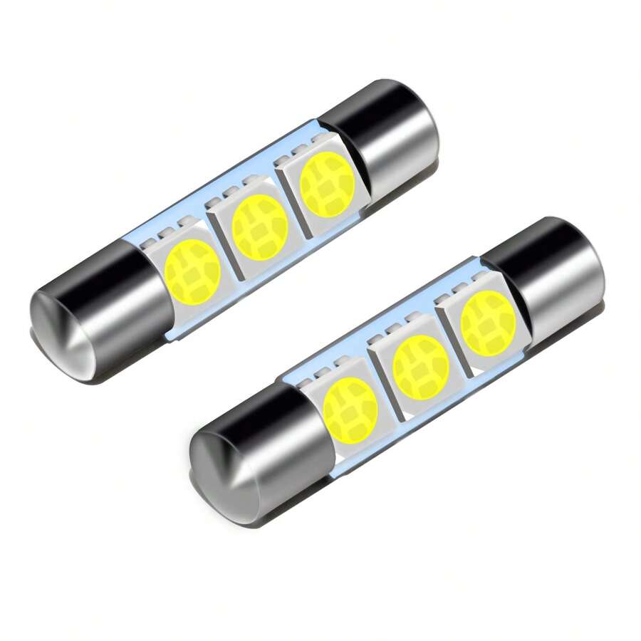 Bright Whe LED Vany Light Bulbs For Car Mirror, Fuse Sun Visor - 3-SMD 5050 Chips (Pair) - as picture - 查看 1