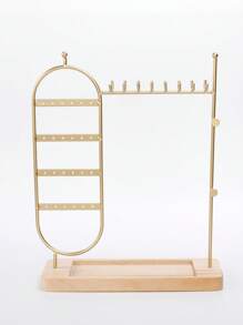 1pc Solid Wood Base Desktop Jewelry Stand, Perfect For Organizing And Storing Watches, Earrings, Bracelets, Necklaces, Etc Christmas Gift.