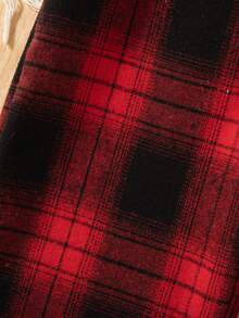 Girls' Casual Checkered Pattern Elastic Waist Pants, Suitable For Spring And Autumn - Red - View 4