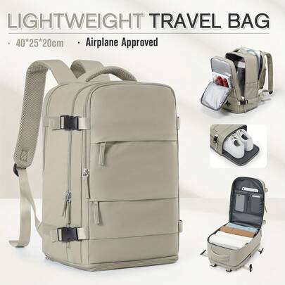 CORATED Sac à dos de voyage en avion 40x25x20cm, convient pour les sorties et les usages professionnels, sangles d'épaule réglables, extensible à 180°, avec fermeture éclair, compartiment à chaussures, comprend un compartiment pour ordinateur portable de 14 pouces, s'adapte à la taille cabine, facile à placer sous le siège.