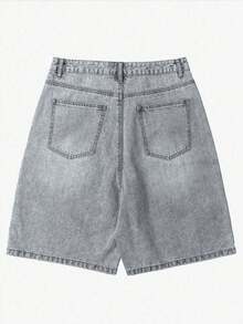 Teen Boy's Casual Vintage Loose Washed Denim Shorts, Summer - Light Grey - View 3