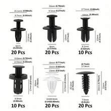 100pcs/Set Car Clips, 6 Universal Sizes, Black Nylon Material, Bumper Fasteners + Grommets + Clips, Car Fastener Accessories