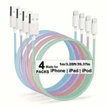 Paquete de 1/4 unidades de 1m/3,28ft/39,37in Cable de carga [MFi certificado] de color múltiple, cable USB de carga rápida, cable de datos trenzado de nailon compatible con iPhone 14/13/12/11 Pro Max/XS MAX/XR/XS/X/8/7 Plus - color Macarrón compatible con iPhone 14 Pro Max, 14 Pro, 14 Plus, 13 Pro Max, 13 Pro, 13, 12 Pro, 12, 11, XS, XR, 8 Plus, 8, 7, 6, 5, SE, compatible con iPad Lightning