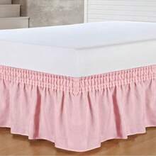 Bed Skirt With Elastic All Around Universal Size Single Standard Queen King - Màu Hồng baby - Xem 1