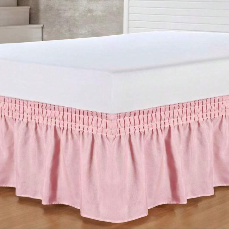 Bed Skirt With Elastic All Around Universal Size Single Standard Queen King - Màu Hồng baby - Xem 1