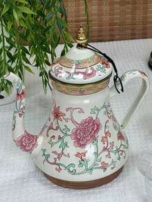 1 Set Of Retro Enamel Teapot With Strainer, Small Diamond-Lidded Coffee Storage Jar, All-Season Multifunctional Heatable Coffee Pot, Milk Tea Pot, Kettle, Nordic-Style Exquisite Home Decorative Ornament, A Gift For Relatives And Friends On Festivals And Birthdays.