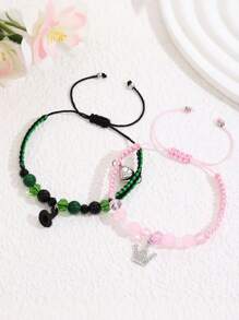 ZIRUISP 1 对邪恶女巫启发友谊手链，邪恶女王王后公主玻璃串珠首饰，极简主义 Y2K 风格，适合音乐节、四季礼物、情人节礼物 - 1對皇冠女巫帽串珠手鍊 - 查看 23