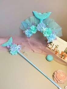 Bộ 2 băng đô đuôi tiên cá và sao biển sáng bóng, trang phục sinh nhật tiên cá cho bé gái, mũ đội đầu vương miện tiên cá, băng đô đính ngọc trai lấp lánh nhiều màu sắc, đồ trang trí hình sao và vỏ sò, đũa thần tiên tiệc tùng, thích hợp cho trang trí chủ đề công chúa dưới nước, mũ đội đầu trang phục công viên giải trí, tiệc sinh nhật, phụ kiện tóc lễ hội | Chi tiết lấp lánh | băng đô bền, đồ trang trí tiệc sinh nhật cho bé gái, quà tặng tiệc hóa trang cho bé gái - Nhiều màu - Xem 13