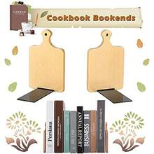Wood Bookends, Kitchen Cookbook Bookends Quality Cutting Board Decorative Wooden Book Ends For Office Files Magazine Kitchen Books(Beech) - cây sồi - Xem 4