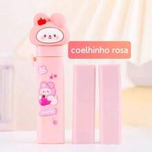 2 Pcs/Pack Retractable Slide Eraser Pen (Pink Rabbit/Astronaut/Brown Bear/Yellow Duck/Girl With Glasses) - Multicolor - View 11