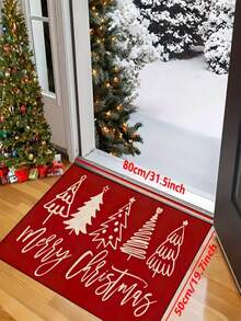 1 件全新圣诞节 - 圣诞快乐 - 圣诞节 - 圣诞装饰 - 圣诞树门垫地毯 - 900g/m2 柔软天鹅绒，可机洗，耐用，防污，快干，适用于室内/室外门垫、家居装饰、房间装饰、卧室地毯、厨房地毯、摄影、道具、户外装饰礼品、节日礼品、地毯，四季皆宜