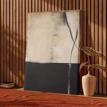 1pc Large Abstract Canvas Wall Art For Living Room Bedroom - Modern Minimalist Beige & Black Gallery Wrapped Home Office Decor - Contemporary Textured Neutral Print Painting Artwork - Multicolor - View 5