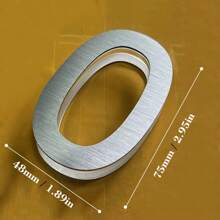 1pc Stainless Steel Adhesive Number Sticker, Transparent Self-Adhesive Metal House Number Plate, 75mm/2.95 Inch House Number, Suitable For Mailbox 0 To 9