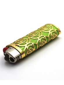 1pc Hollow Rose Design Metal Lighter Holder, Suitable For BIC J6 Lighter, (For BIC J6 Only), Lighter Case Cover, Smoking Accessories