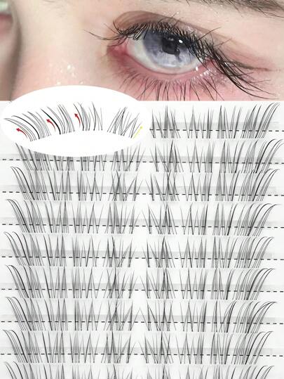 80 قطعة رموش صناعية شفافة بطراز كرتوني طبيعي، كثيفة وريشية، طراز C-Curl، طول 12 مم، سمك 0.07 مم، مناسبة للمبتدئين، مجموعات رموش DIY، رموش فردية، رموش صناعية