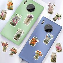 SCXXBSW 50pcs Vintage Floral Jar Stickers DIY Decoration Luggage Guitar Notebook Phone Case Creative Fun Cartoon Waterproof Stickers - Multicolor - View 4