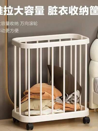 1个优质可移动洗衣篮，带瑜伽垫收纳空间，大容量脏衣收纳架，带轮子，适用于浴室，多功能收纳篮