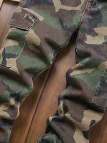 Tween Boy Camouflage Elastic Waist Slim Fit Cargo Jeans