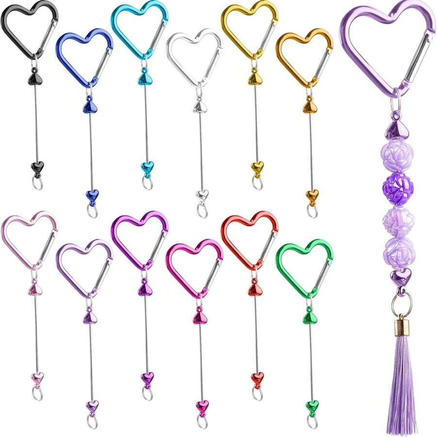 10pcs New DIY Jewelry Accessories Silicone Beads, Metal Beads, Keychain Buckle, Craft Toys For DIY Jewelry Making - Multicolor - View 1