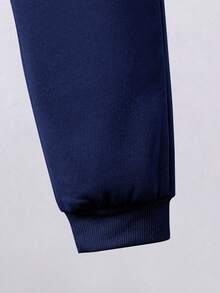 Tween Boy Letter Print Warm Hoodie And Sweatpants Set - Royal Blue - View 5