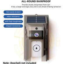 1PC High-Definition Wireless Video Doorbell With Solar Rainproof Cover, Type-C Port, Supports Voice Switching Intercom Function, Easy For Outdoor Installation, Uninterrupted Power Supply, Long Battery Life, Black And White Color Design