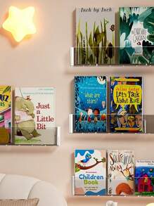 壁挂式图书收纳架、图书展示架、婴儿图画书架、透明、含背胶、教室收纳、卧室收纳、儿童图书展示和收纳、婴儿必需品 - 多色 - 查看 2