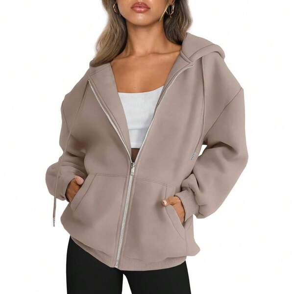 Queen Womens Zip Up Hoodies Oversized Sweatshirts Fall Fashion Outfits Casual Jackets 2025 Winter Clothes