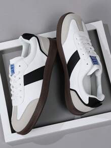 Men's Retro Casual Soft Bottom Shoes, Lightweight Lace-Up Round Toe Sneakers, Plus Size 46, Suitable For All Seasons - Multicolor - View 6