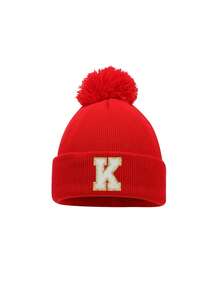 Gorro de tricô para recém-nascido com estampa de 26 letras, ideal para outono/inverno, para crianças e bebês de 0 a 5 anos. Pode ser usado como acessório, gorro infantil ou como presente de aniversário. - Vermelho - Ver 10