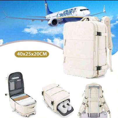 Ryanair handbagage - 40 x 20 x 25 cm (15,75 x 7,87 x 9,84 inch) Bestverkochte grote reisrugzak met schoenenvak, unisex, forensenrugzak, casual rugzak, rugzak met meerdere compartimenten, laptoprugzak, rugzak met gesp, functionele laptoprugzak, reizen, antidiefstal, lichtgewicht, duurzame laptoptas, waterbestendig, collegecomputertas, geschikt voor 15,6 inch laptop