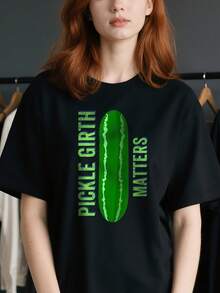 FUNNY-PICKLE-SIZE-HUMOROUS-FUN-PICKLES-MATTERS-GIFT-T-Shirt - Black - View 4