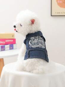 1pc Pet Clothes, Happy Dog Casual Fashionable Cute Comfortable Golden California Jacket For Small Dogs & Cats