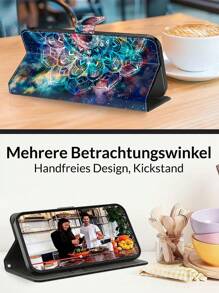 GLANDOTU PU Leather Shockproof Mobile Phone Case With Card Holder And Magnetic Clasp Design, Suitable For Various Mobile Phone Brands And Models. Waterproof Anti-Fall Scratch Resistant Full Cover - Multicolor - View 2