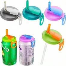 1-Pack Reusable Soda Can Lids With Straws–Leak-Proof  Lids For Standard 12oz&16oz Beverage Cans–Spill-Proof Drink Cover For Soda, Juice, Beer, Energy Drinks– Reusable Can Topper Lid For Home, Travel, Office, Outdoor Use - Màu sắc ngẫu nhiên (1 gói) - Xem 1