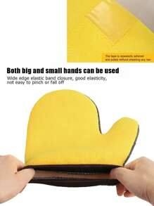 珊瑚绒洗车手套、熊掌形状超细纤维清洁布、防刮汽车美容工具 - 彩色 - 查看 3