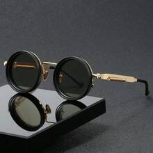 1 pieza Gafas de moda de unicolor estilo retro con estilo, lentes giratorias - brillo ajustable, marco de aleación, lentes TAC de color negro y gris - Multicolor - Ver 5