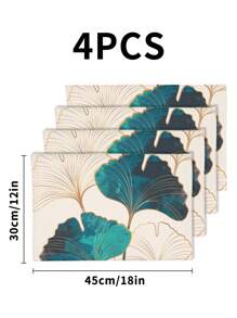 1/2/3/4/5 pezzi Set di runner da tavola e tovagliette in lino, runner da tavola bianco con bordo dorato a motivo ginkgo, adatto per casa, sala da pranzo e ristorante, decorazione da tavola, forniture per la casa, tovaglia rettangolare in tessuto 100% lino, per feste, cucina, camino, sala da pranzo, decorazione country, matrimonio, autunno, tovagliette per tavolo, tovaglia