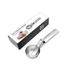 1pc Stainless Steel Ice Cream Scoop, Perfect For Frozen Yogurt, Multi-Functional Ice Cream Scoop, Stainless Steel Double Use Scoop, Non-Stick Ice Cream Scoop With Comfortable Anti-Frost Handle, Heavy Duty Metal Ice Cream Scoop With Trigger, Sturdy Stuffing Scoop, Home Ice Cream Tools Scoop, Easy To Clean, Suitable For Ice Cream, Cookie Dough, Sorbet, Almond, Ideal For Kitchen, Dessert Shop And Western Restaurant. Back To School - Silver - View 1