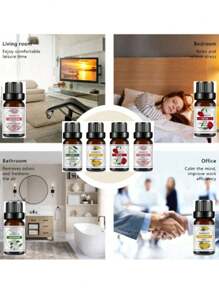 6pcs/1pc Water-Soluble Aromatherapy Essential Oils, Essential Oil Gift Set, 10ml Essential Oils, Natural Aroma Diffuser, Stone Humidifier, Car Diffuser, Home Fragrance Refill, Gardenia, Rose, Sandalwood Scents, Valentine's Day Gift - Multicolor - View 4