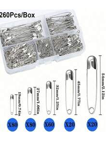 260pcs Anti-Rust Silver Pins, 120pcs/Box Mini Safety Pins Suitable For DIY Crafts Sewing Accessories, Clothing And Crafts - Black And White - Durable And Rust-Proof, Bridal Wedding Corsage Pins, Student Handmade DIY School Supplies Set, Halloween Decoration, Christmas Decoration