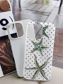 1 件简约海星圆点图案防水防震防滑 TPU 二合一软手机壳保护套适用于苹果手机 - 彩色 - 查看 2