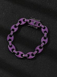 1pc Hip-Hop Coffee Bean Fully Rhinestoned Necklace, Suitable For Men And Women Daily Wear - Multicolor - View 19