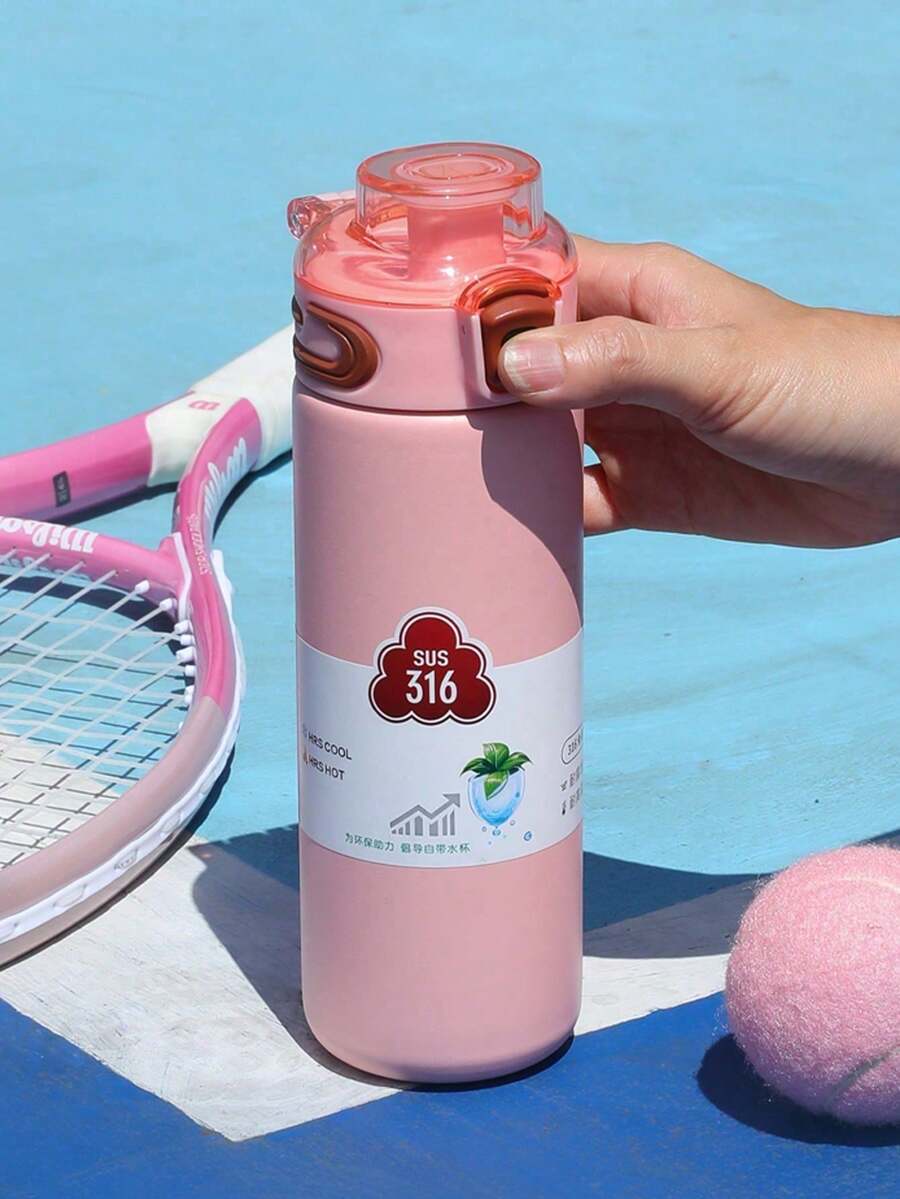 1pc 500ml/16.9oz Vacuum Flask With Handle, Insulated Water Bottle, Suitable For Cold/Hot Beverages, All Seasons, Gift ﻿