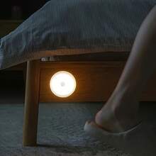 USB Rechargeable LED Motion Sensor Night Light | Bedroom Bedside/Bathroom/Hallway/Stairway Lamp | Auto On/Off Lighting | Low Voltage Design | Minimalist Round Small Nightlight - Multicolor - View 9